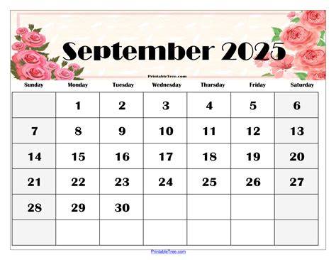 one page calendar 2025