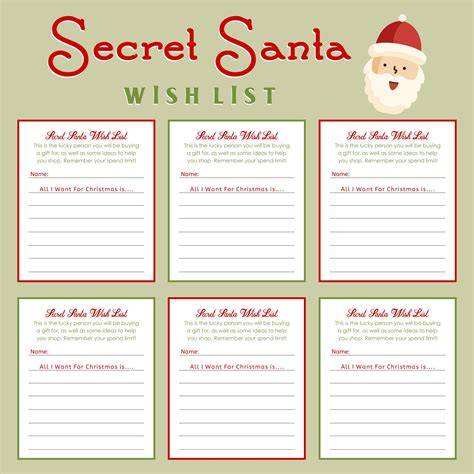 Secret Santa List Printable