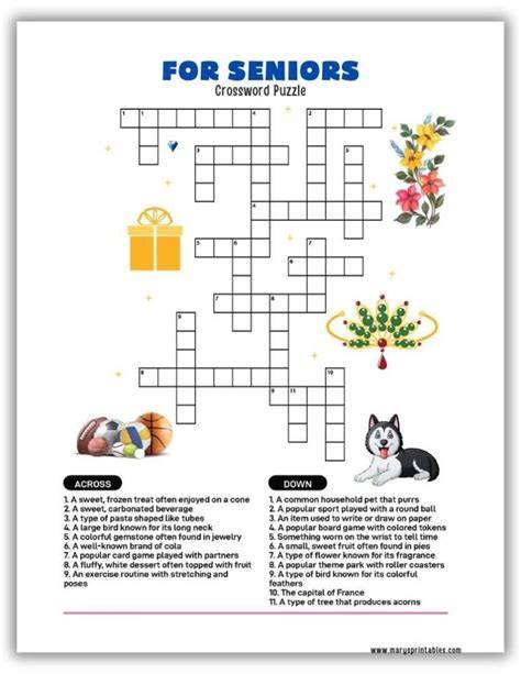 Seniors Crossword Puzzles Printable