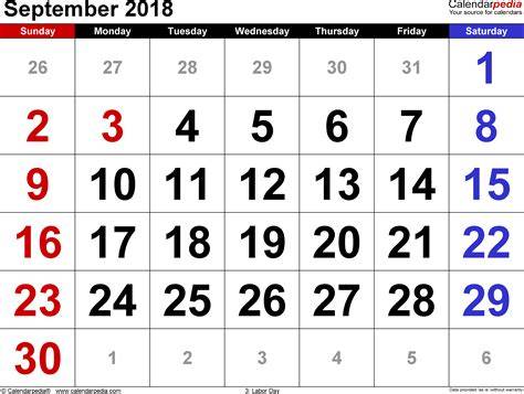 Sep 2018 Calendar