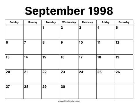 Sept 1998 Calendar