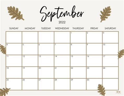 Sept 2022 Calendar Printable