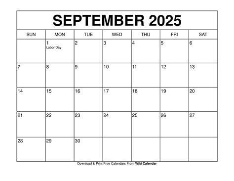 Sept Calendar 2025