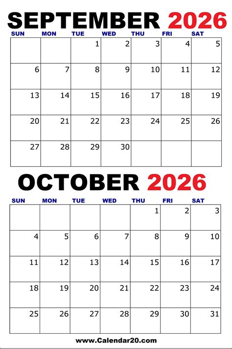 Sept October Calendar