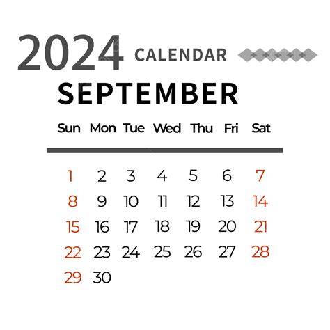 September 2024 Calendar Png
