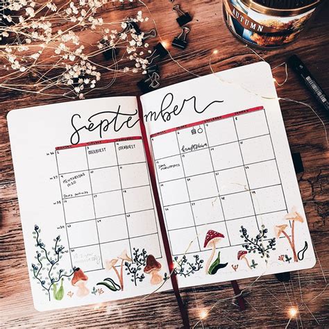 September Bullet Journal Calendar