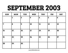 September Calendar 2003