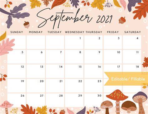 September Calendar Theme