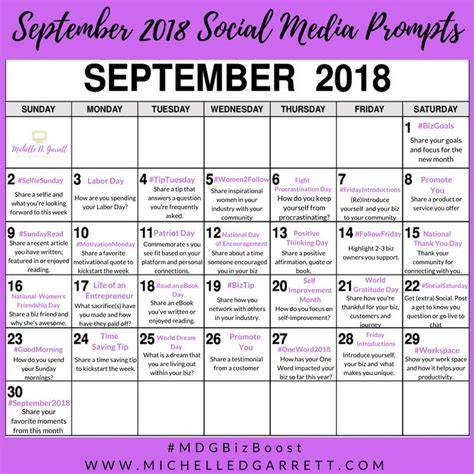 September Social Media Calendar