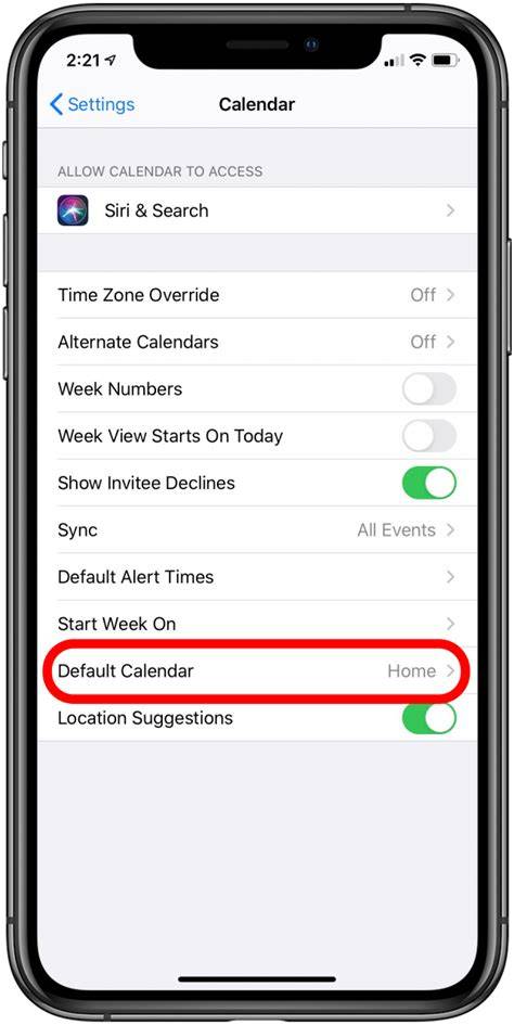 Set Default Calendar On Iphone