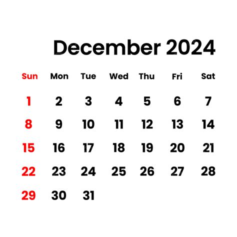 december 2024 calendar