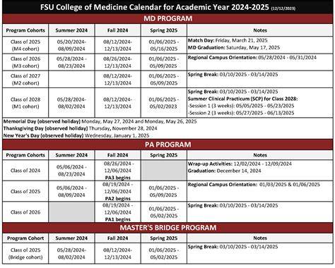 fsu fall 2025 calendar