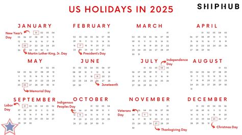 2025 holiday calendar