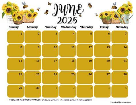 color 2025 june calendar planner printable