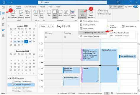 create a shared calendar in outlook