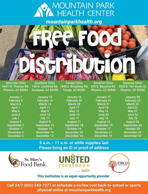 food distribution calendar