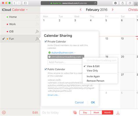 Sharing Icloud Calendar