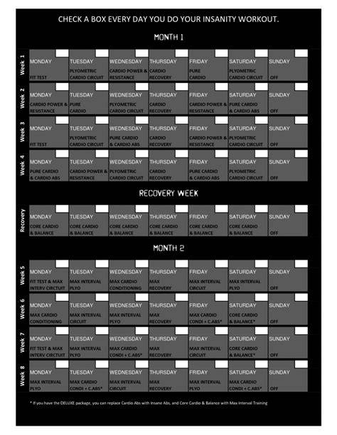 Shaun T Insanity Calendar