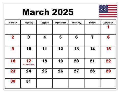 march 2025 calendar with holidays