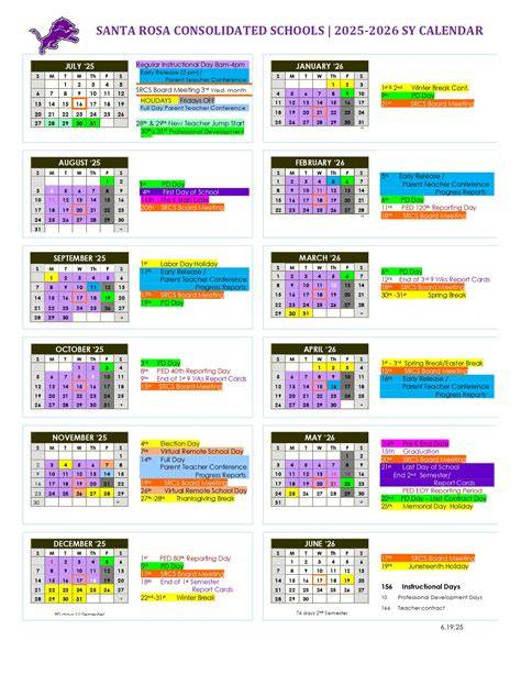 santa rosa schools calendar