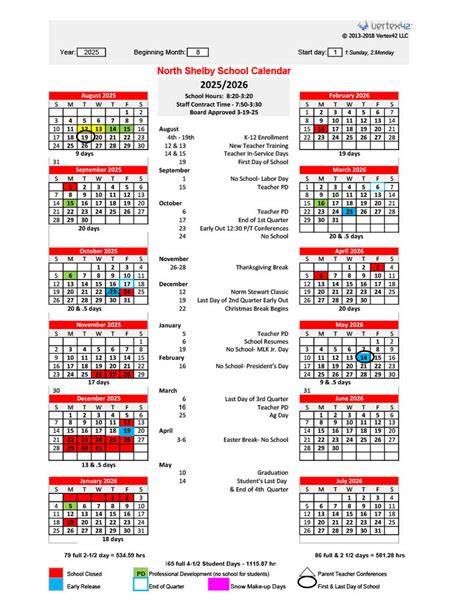 Shelby School Calendar