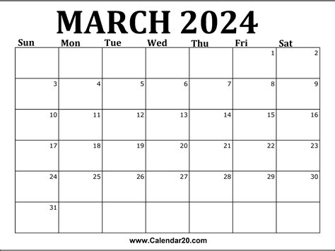 Show Me A Calendar Of March