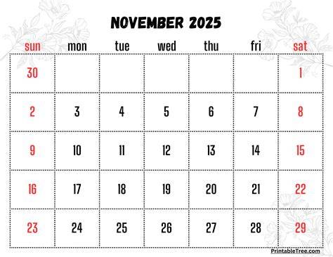 Show Me A Calendar Of November