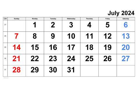 Show Me A July 2024 Calendar