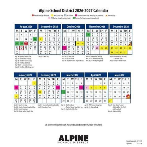 alpine school district calendar