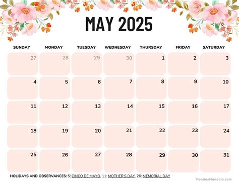 may 2025 calendar
