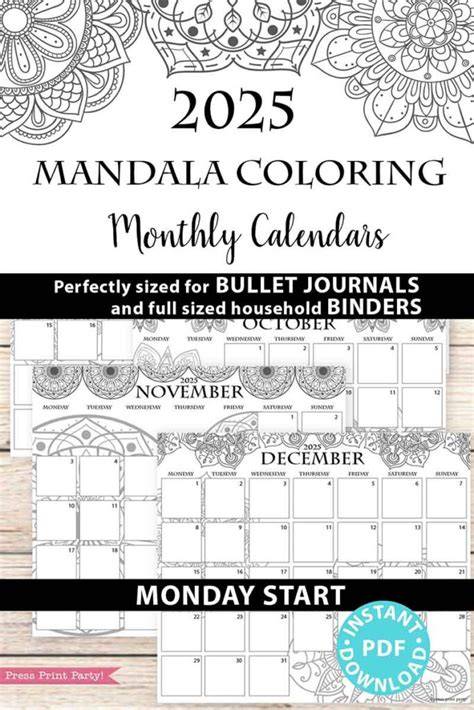 monday mandala calendar 2025