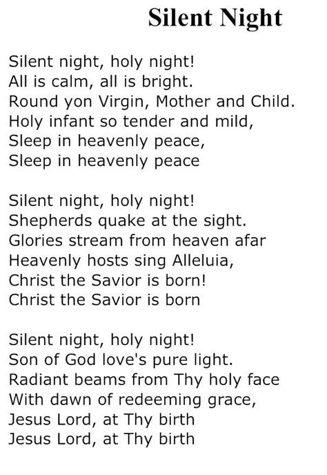 Silent Night Holy Night Lyrics Printable