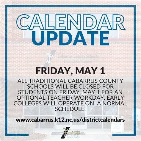 cabarrus county schools calendar
