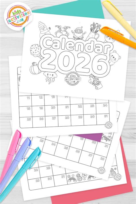 calendar colouring pages