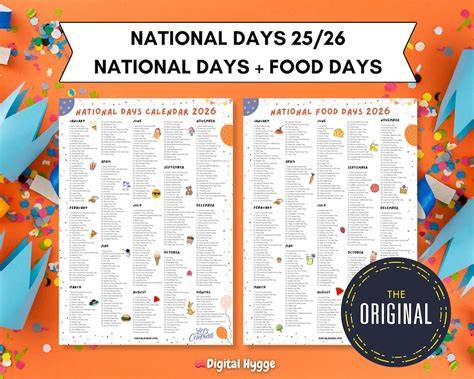 calendar for national food days
