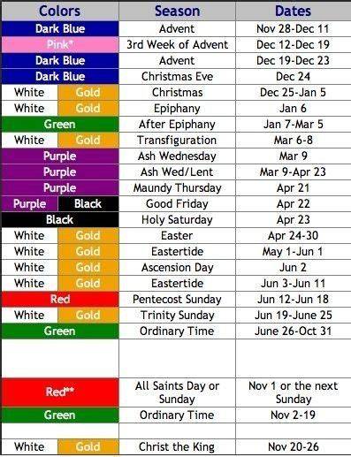 church calendar colors