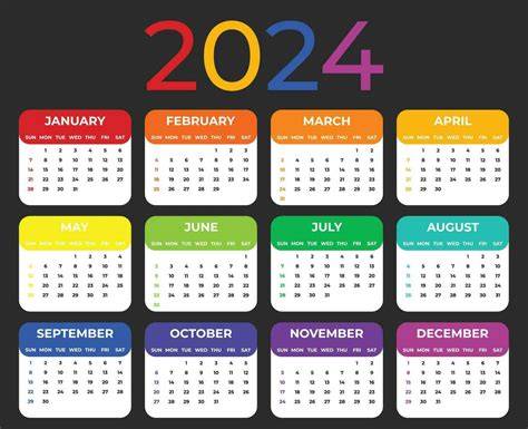colorful 2024 calendar