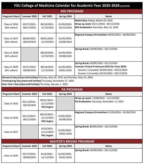 fsu summer 2025 calendar