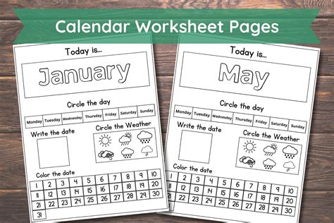kindergarten calendar worksheets