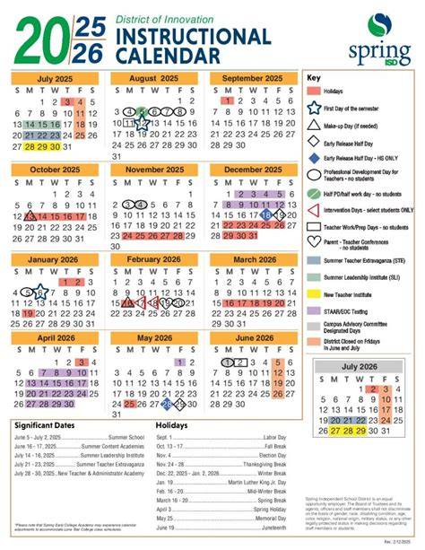 spring branch isd calendar