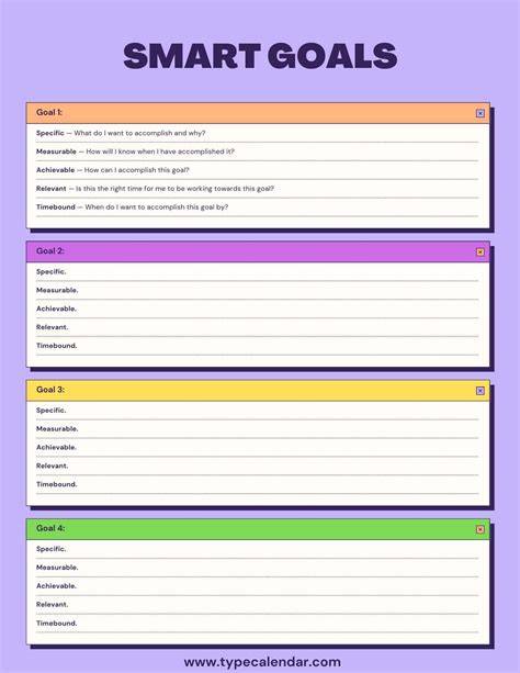 Smart Goals Printable Worksheet