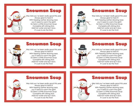 Snowman Soup Free Printable Bag Toppers