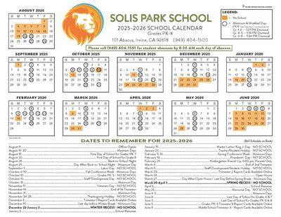 Solis Park Calendar