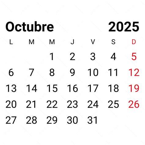 Spanish Calendar For October