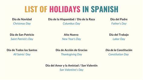 Spanish Holiday Calendar