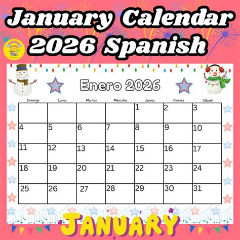 Spanish January Calendar