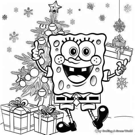 Spongebob Squarepants Christmas Colouring Pages