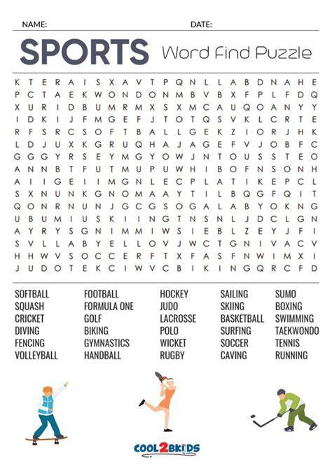 Sports Word Search Free Printable