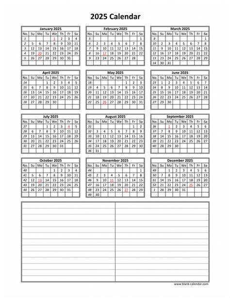 free 2025 calendar by mail