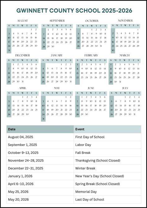 gwinnett county school calendar